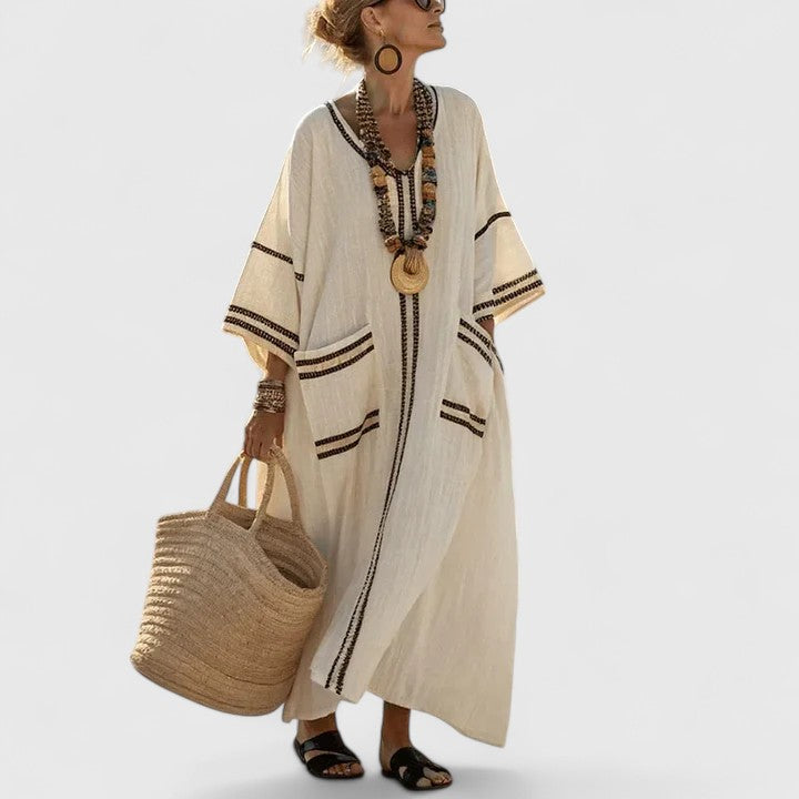 Galiana | Bohemian Midi Dress for Women with Pockets, Fresh and Light | Breathable