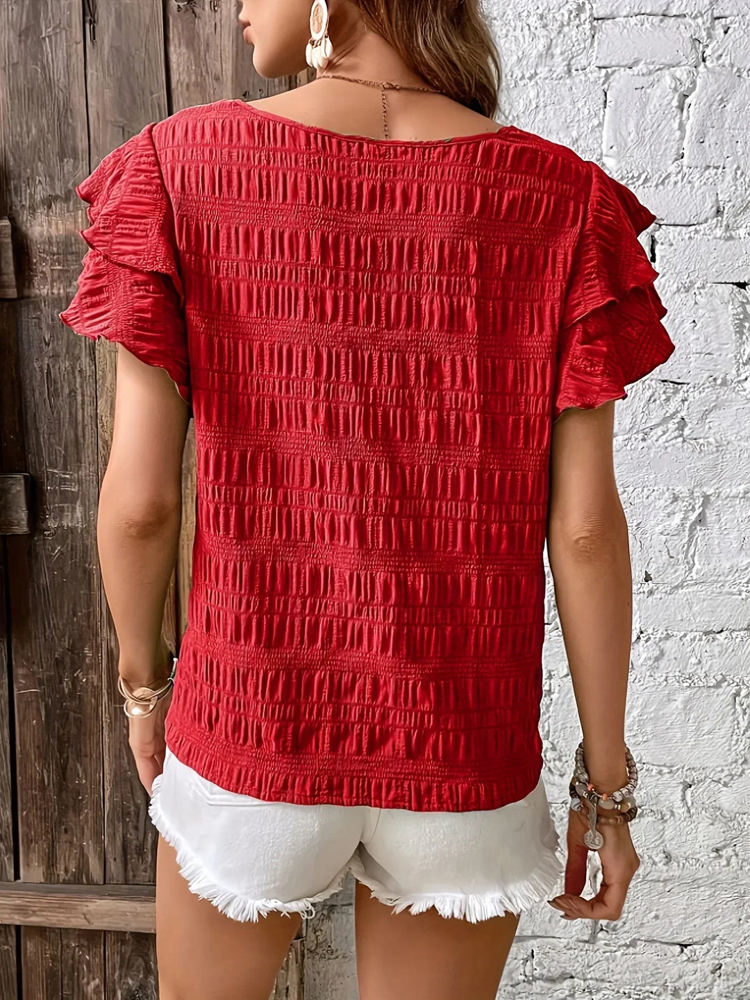 Women’s Blouse | Ruffle Sleeve Textured