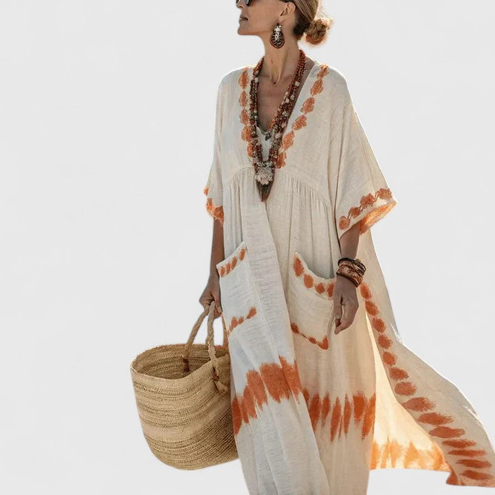 Galiana | Bohemian Midi Dress for Women with Pockets, Fresh and Light | Breathable