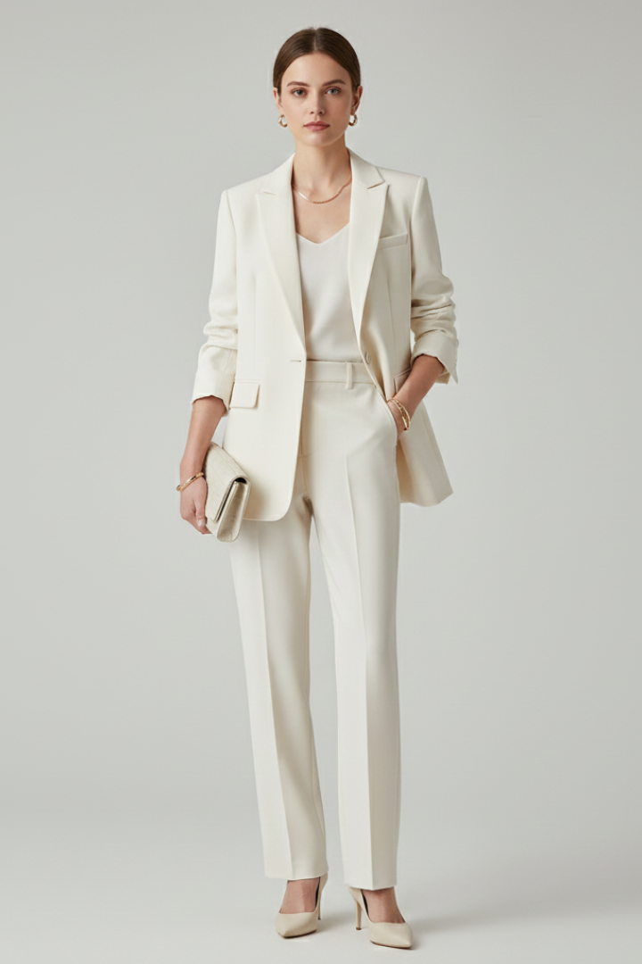 Women’s Blazer Set with Defined Shape and Straight-Leg Trousers