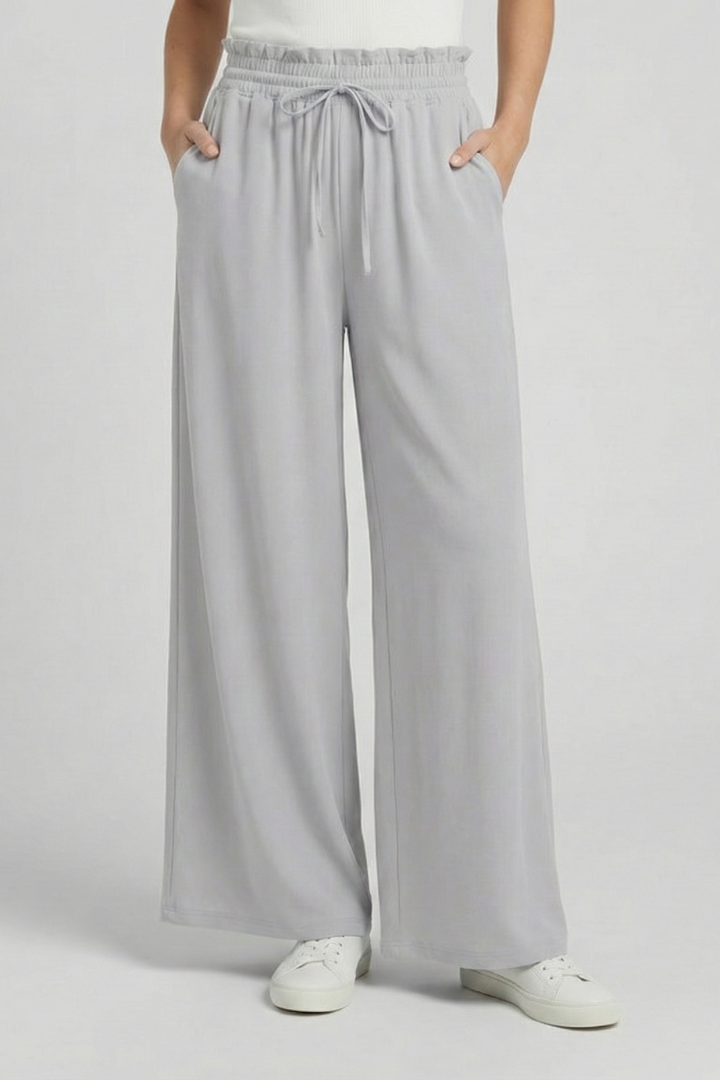 Women’s Palazzo Trousers with Drawstring Waist and Side Pockets