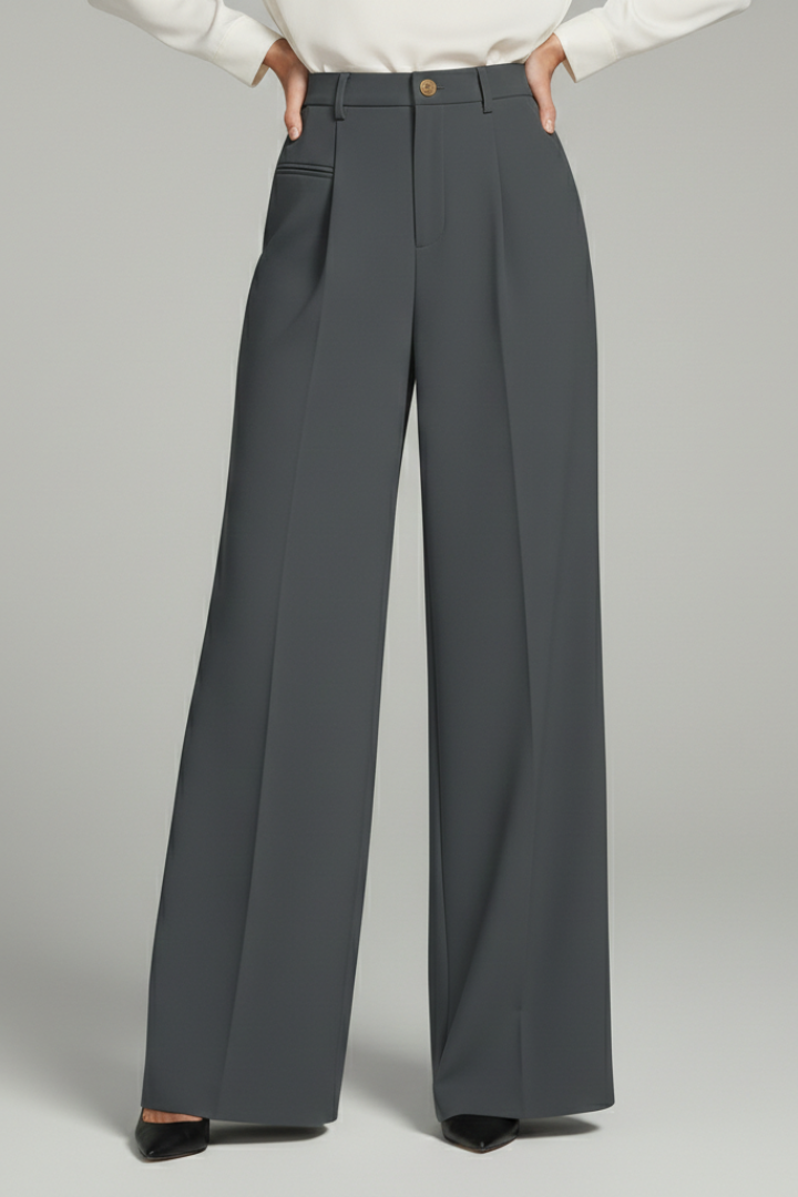 Women’s Palazzo Trousers with Front Pleats and Back Pockets