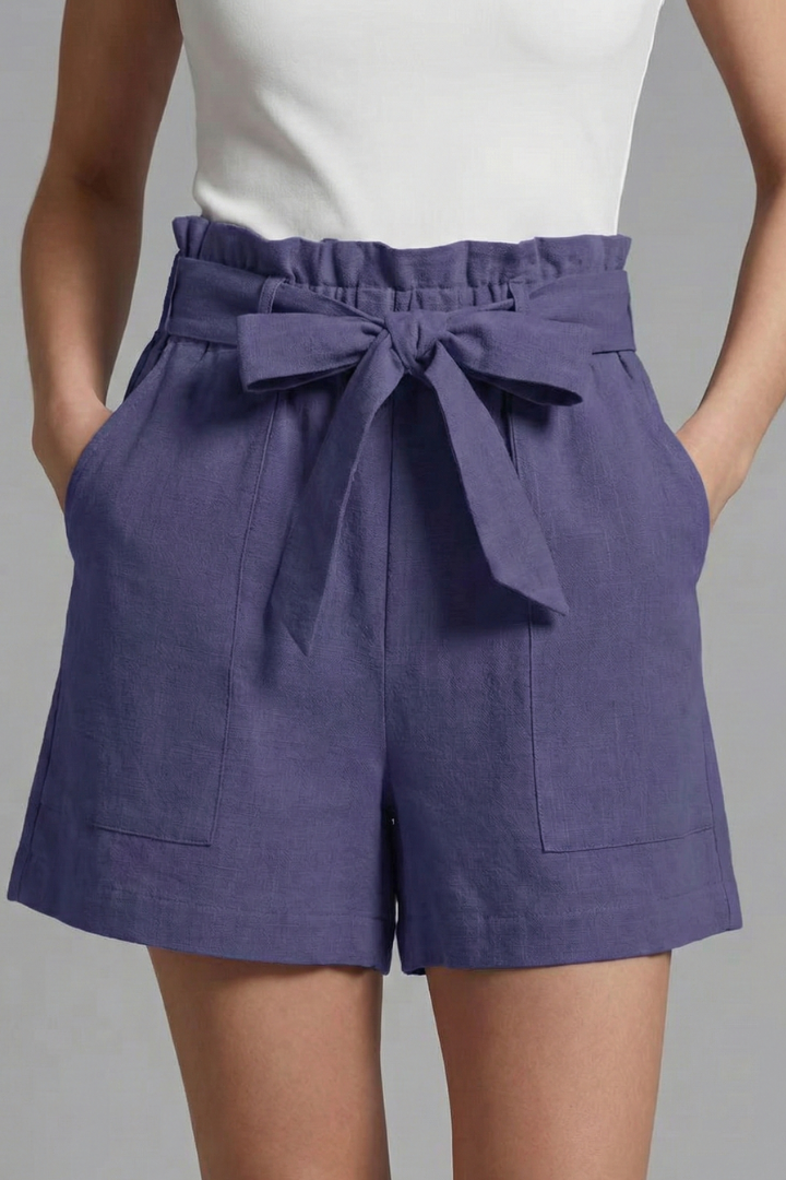 Women’s Shorts with Tie Waist and Ruffle Waistband