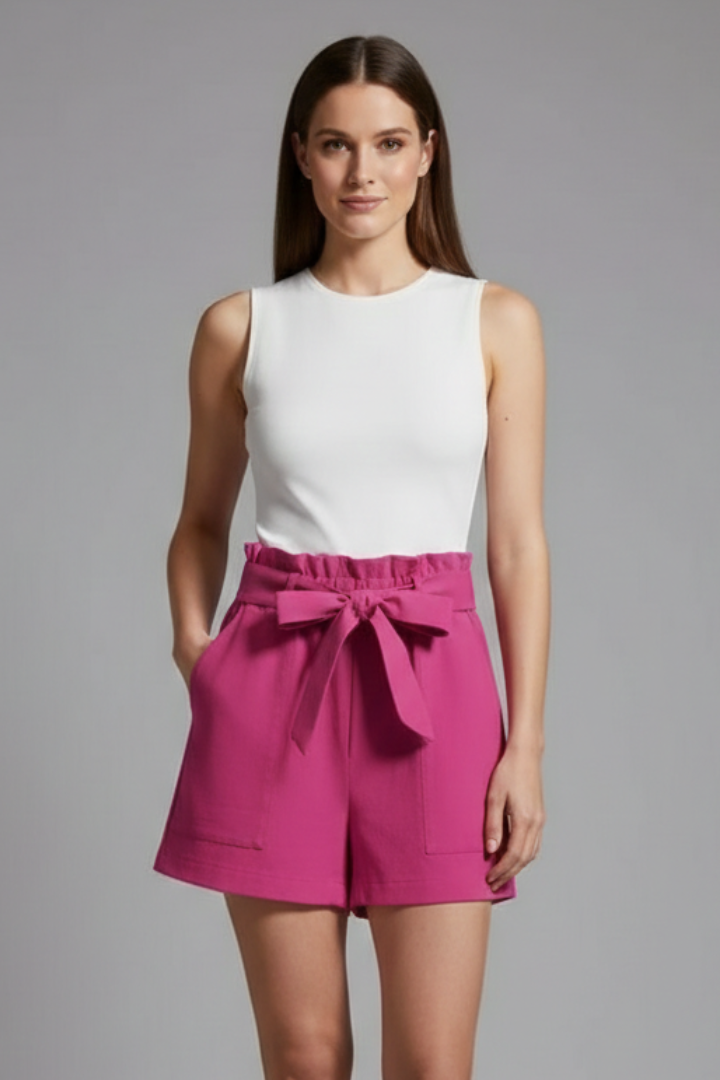 Women’s Shorts with Tie Waist and Ruffle Waistband