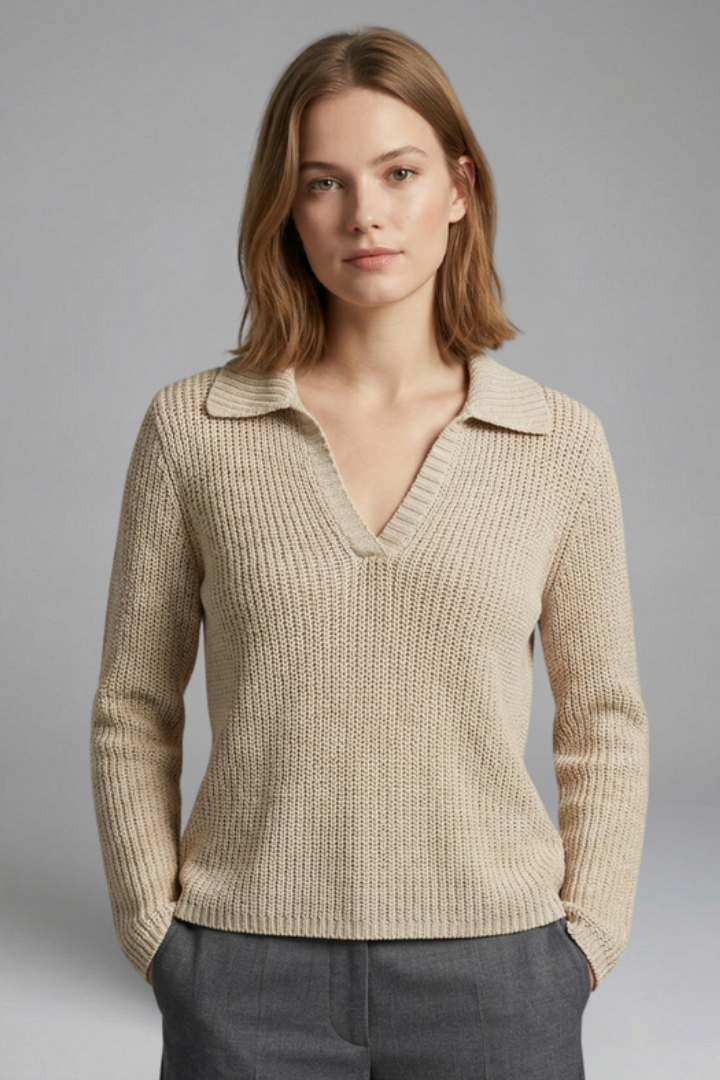 Women’s Top with Open Neck and Three-Quarter Sleeves