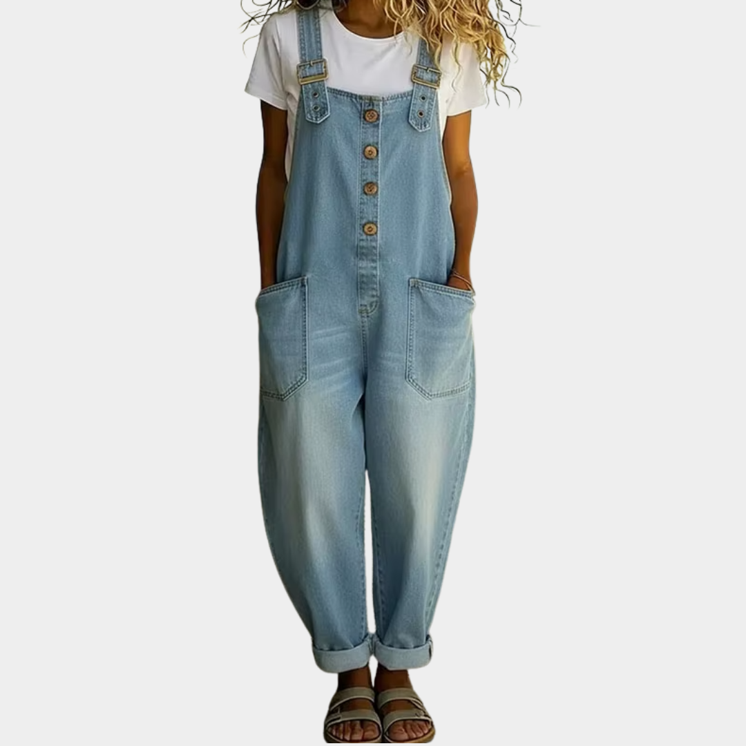 Mae | Vintage denim cotton dungarees with adjustable straps