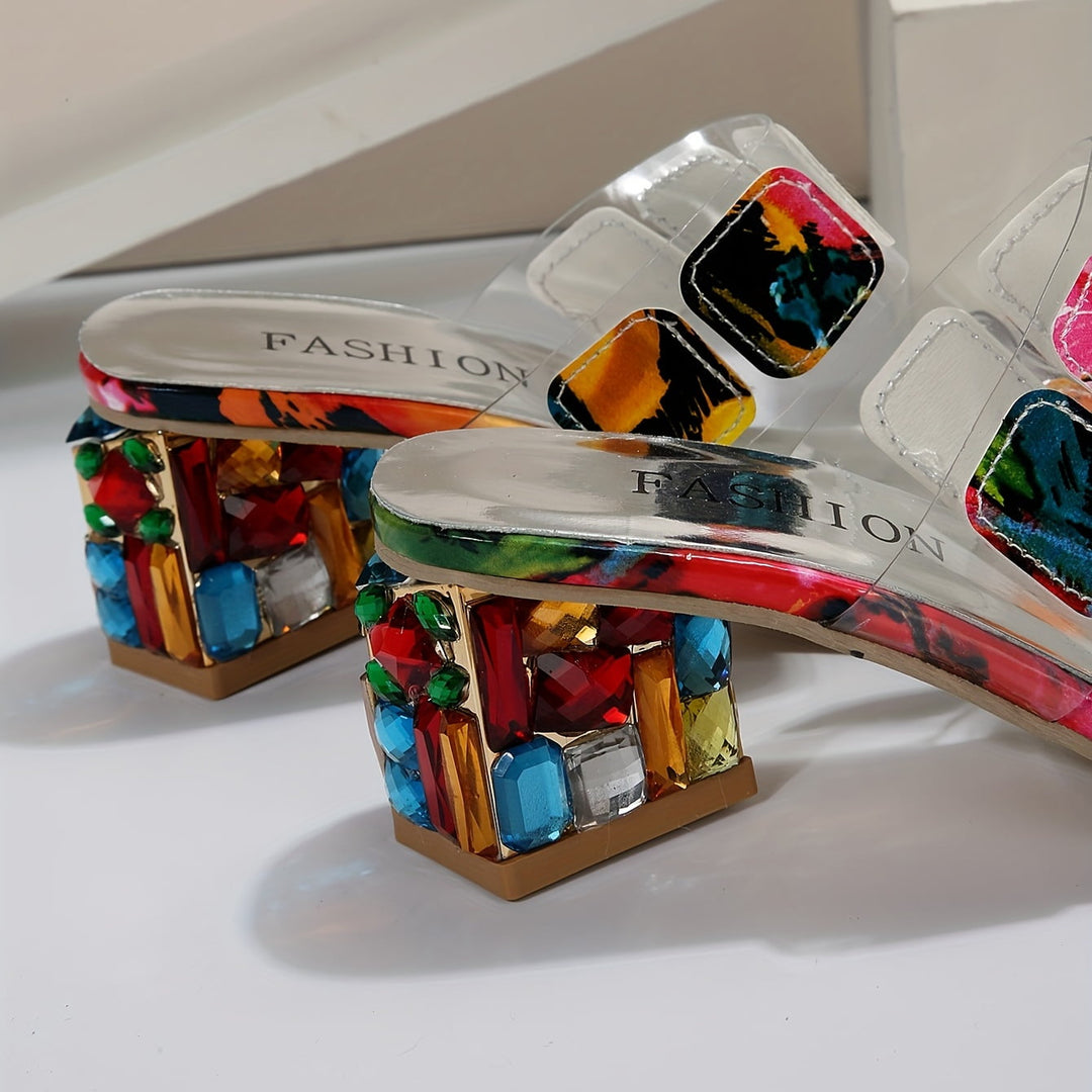 Sandals for  Women | Open Toe Decorative Block Heel