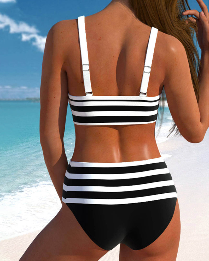 Laluna® | Striped High-Waisted Bikini
