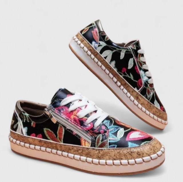 Lauren | Ladies Floral Platform Sneakers