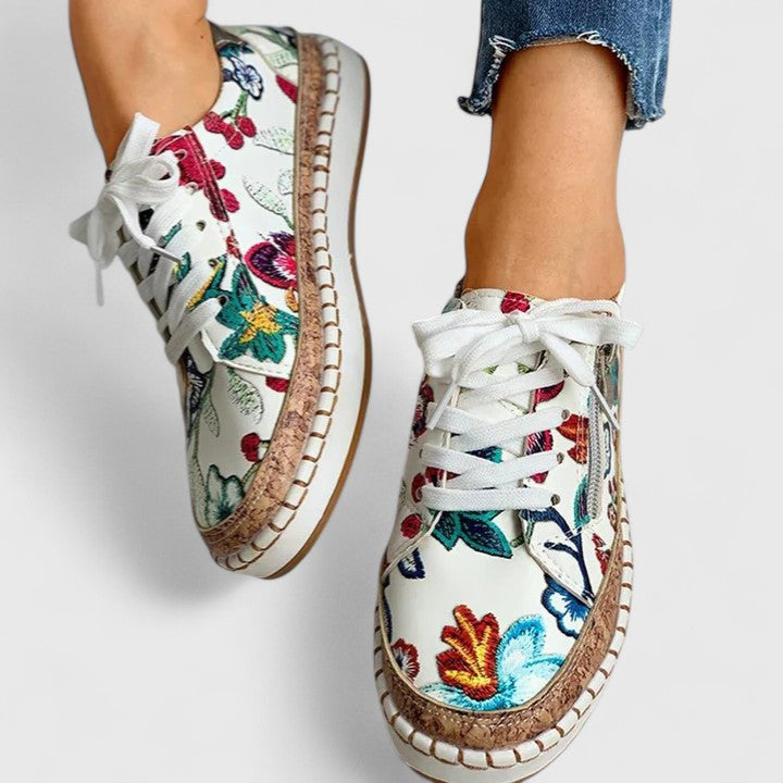 Lauren | Ladies Floral Platform Sneakers