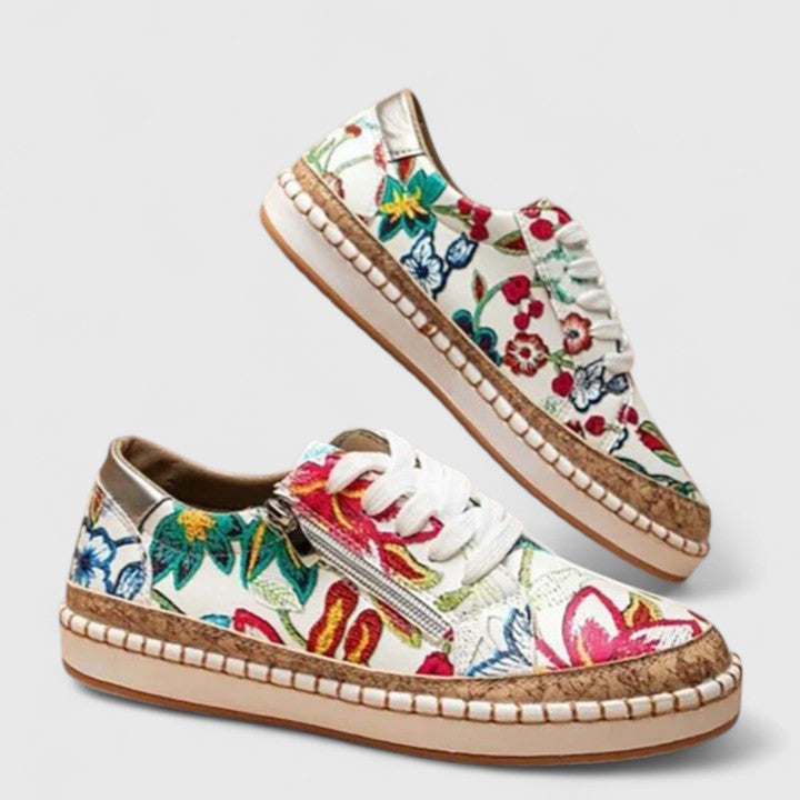 Lauren | Ladies Floral Platform Sneakers