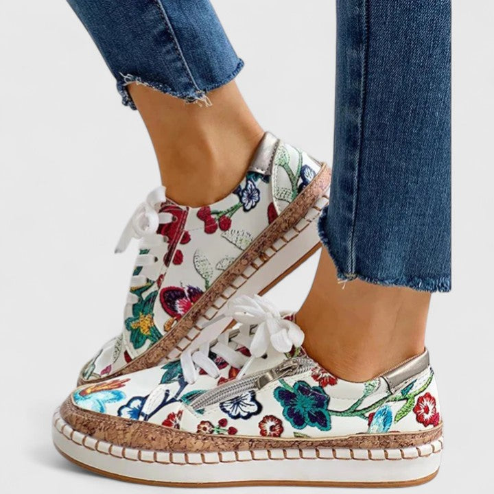 Lauren | Ladies Floral Platform Sneakers