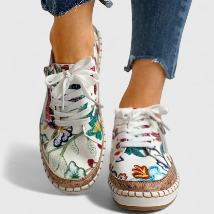 Lauren | Ladies Floral Platform Sneakers