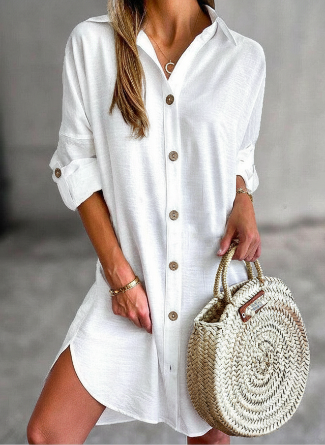 Cassy™ - Button-Up Shirt Dress