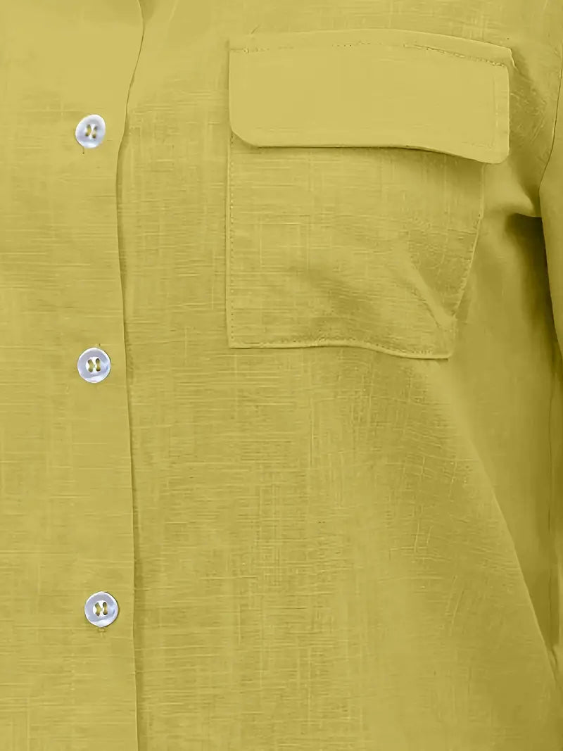 Athena - Cotton Shirt With Front Pockets