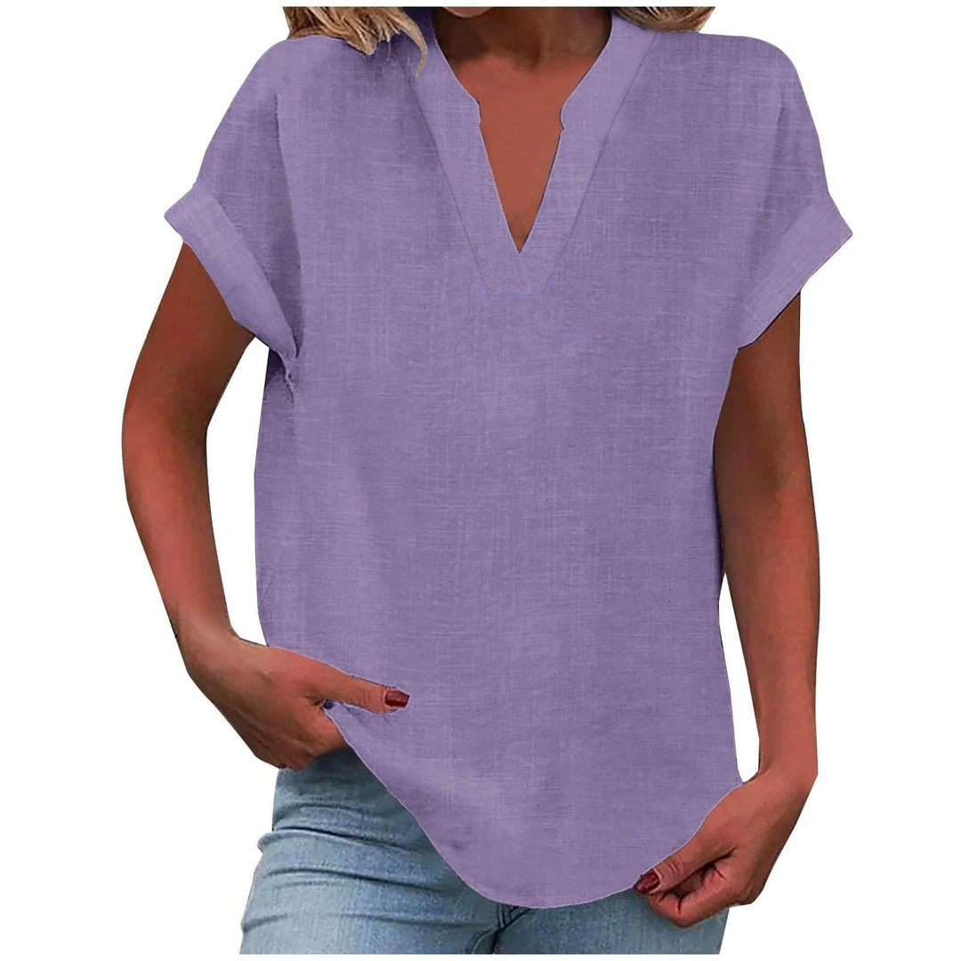 Clara | Women's Relaxed V-Neck Short Sleeve Blouse