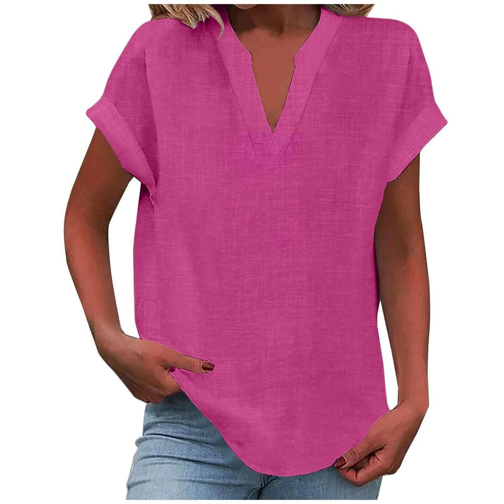 Clara | Women's Relaxed V-Neck Short Sleeve Blouse