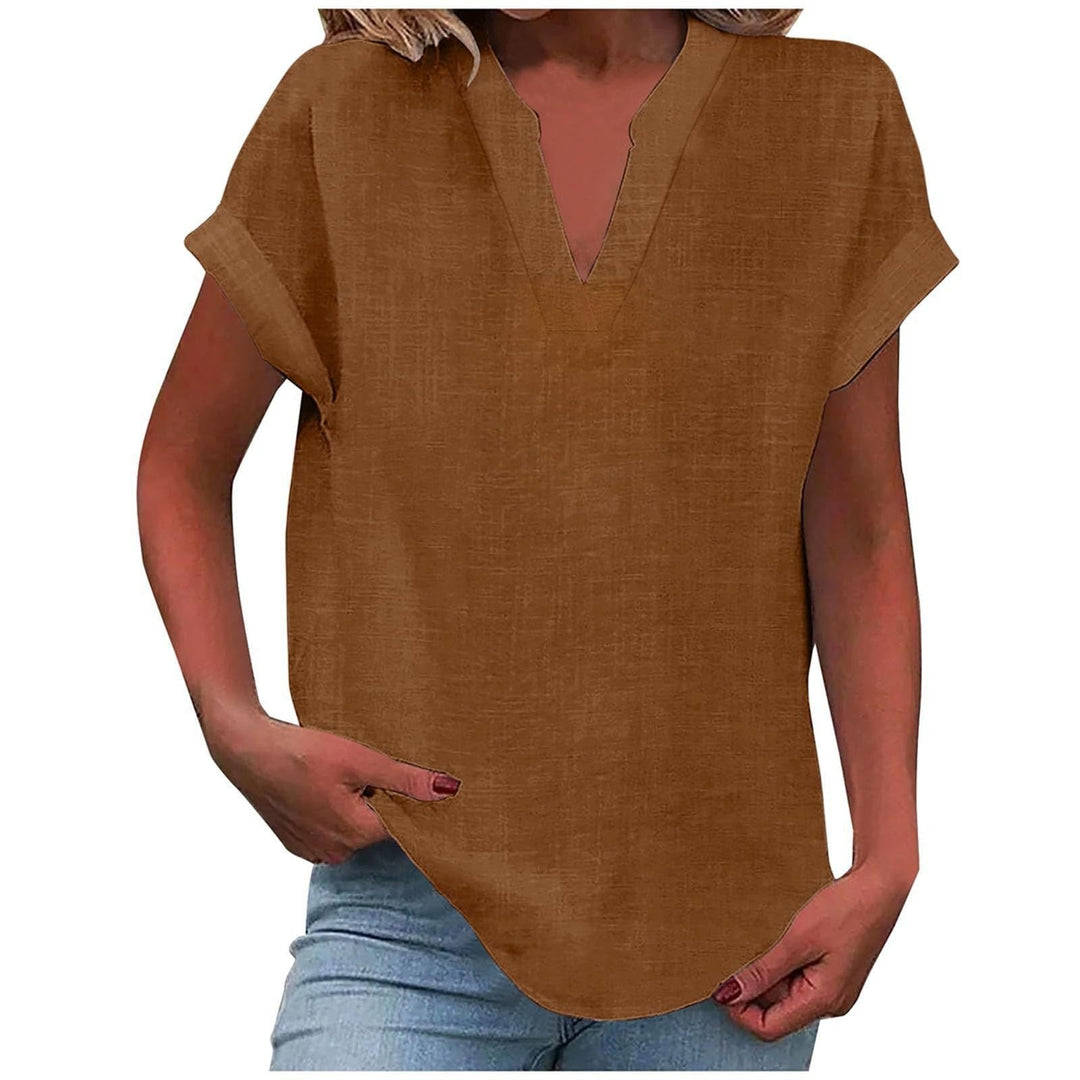Clara | Women's Relaxed V-Neck Short Sleeve Blouse