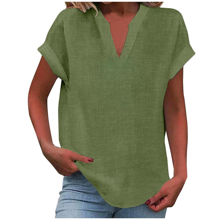 Clara | Women's Relaxed V-Neck Short Sleeve Blouse