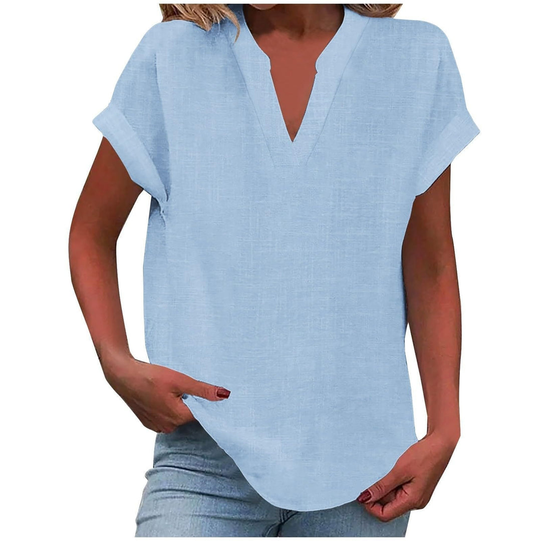 Clara | Women's Relaxed V-Neck Short Sleeve Blouse
