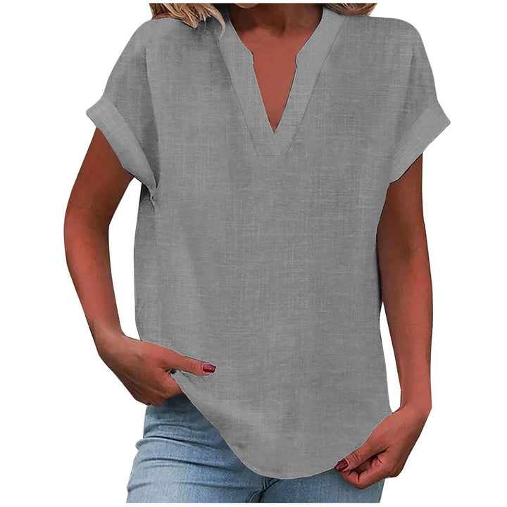 Clara | Women's Relaxed V-Neck Short Sleeve Blouse