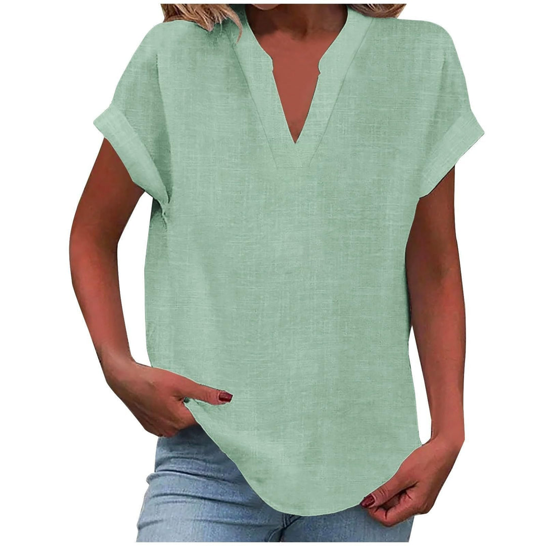 Clara | Women's Relaxed V-Neck Short Sleeve Blouse