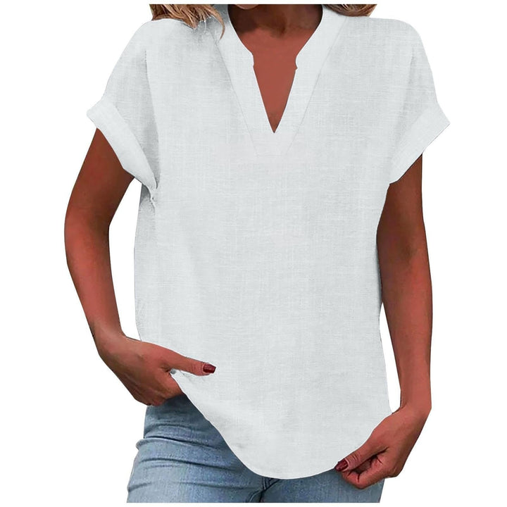 Clara | Women's Relaxed V-Neck Short Sleeve Blouse