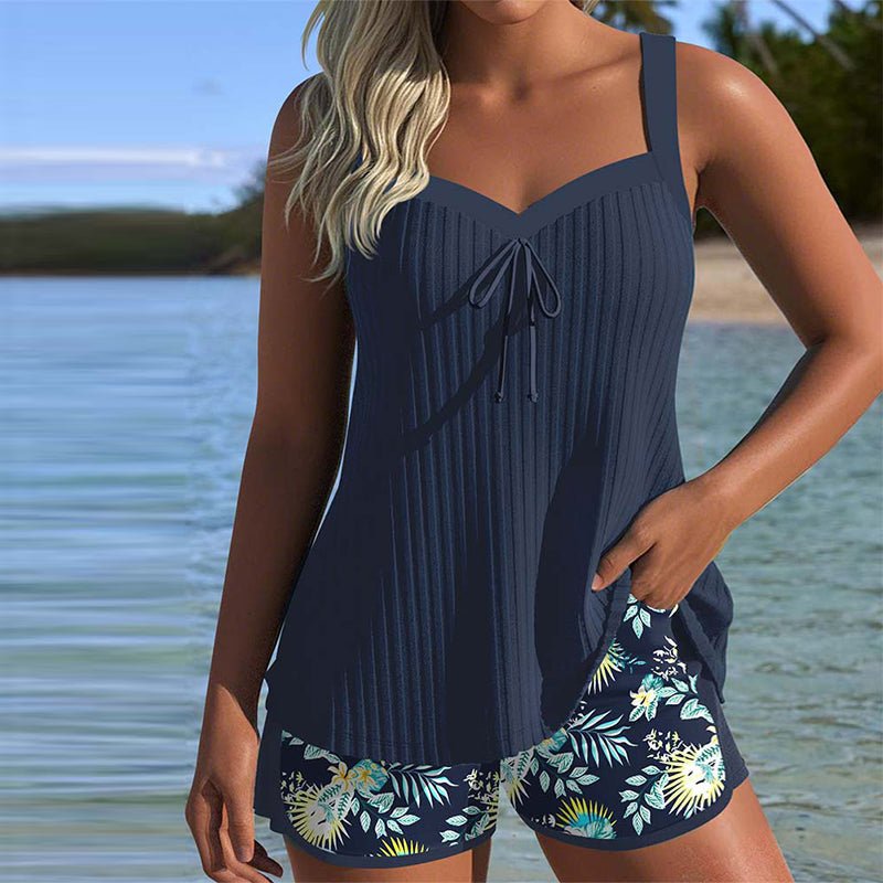 Johanna | Women's Striped Two-Piece Set Tankini with Shorts