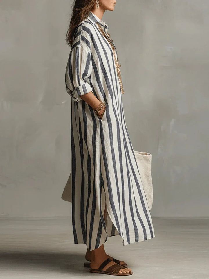 Lotte | Women's Oversized Linen Maxi Dress Striped