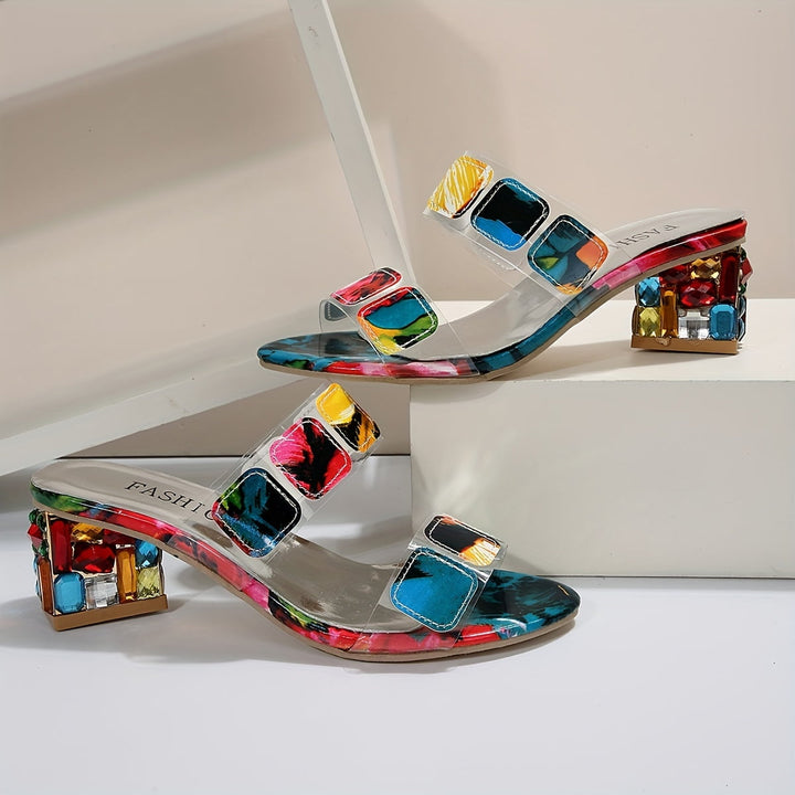 Sandals for  Women | Open Toe Decorative Block Heel