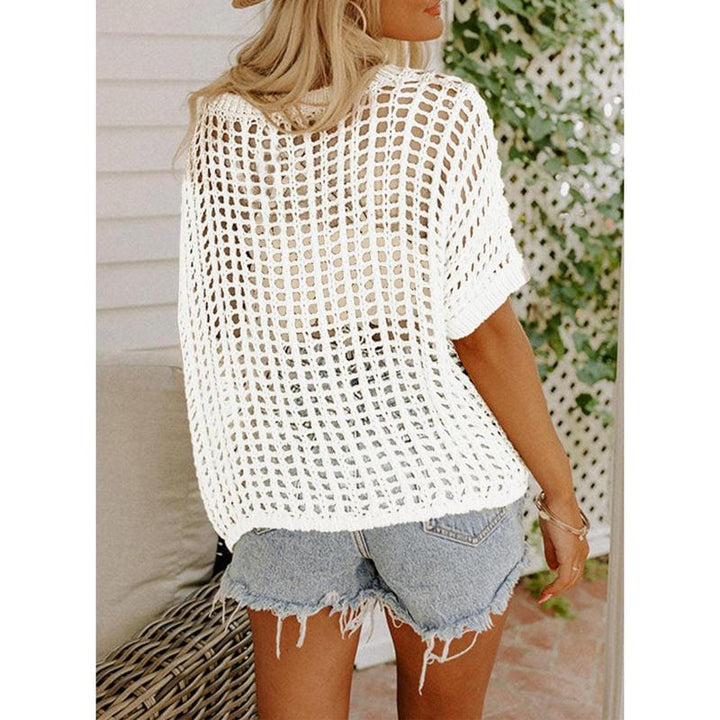 Danae - Casual Crochet Hollow Out Knit Top