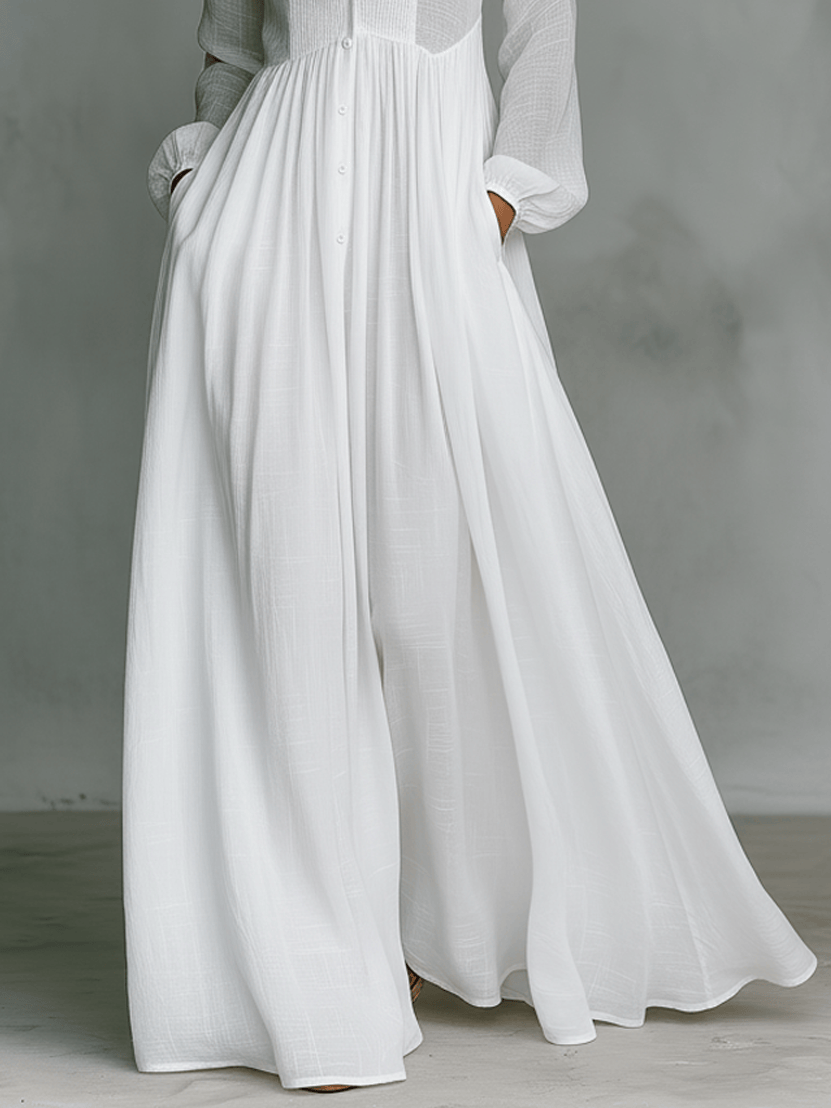 Emma & Rose Manhattan Serena™ flowing button-front maxi dress with lightweight fabric and elegant design, shown in a soft, flowing style