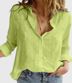 Cherish | Women's Casual Button V-Neck Blouse