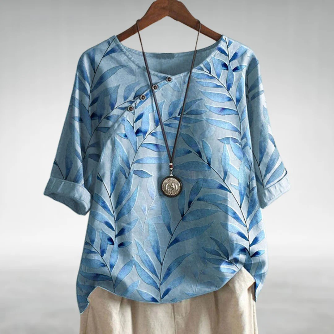 Woman’s Blouse | Printed Asymmetric Button