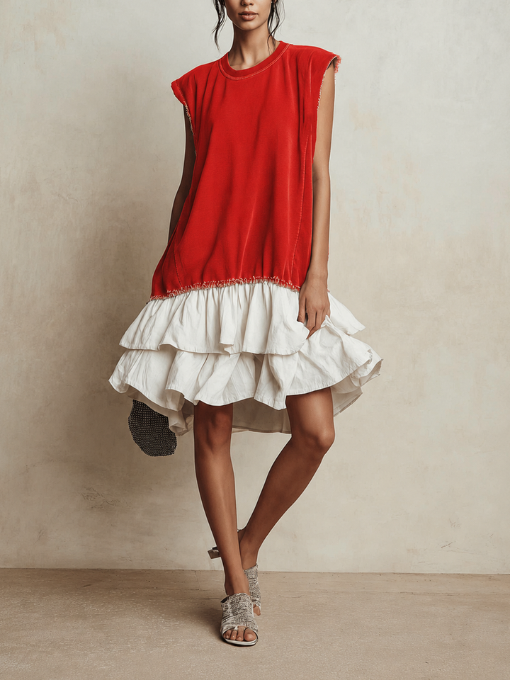Ilaria | Casual Colour Block Dress, Loose Fit, Holiday