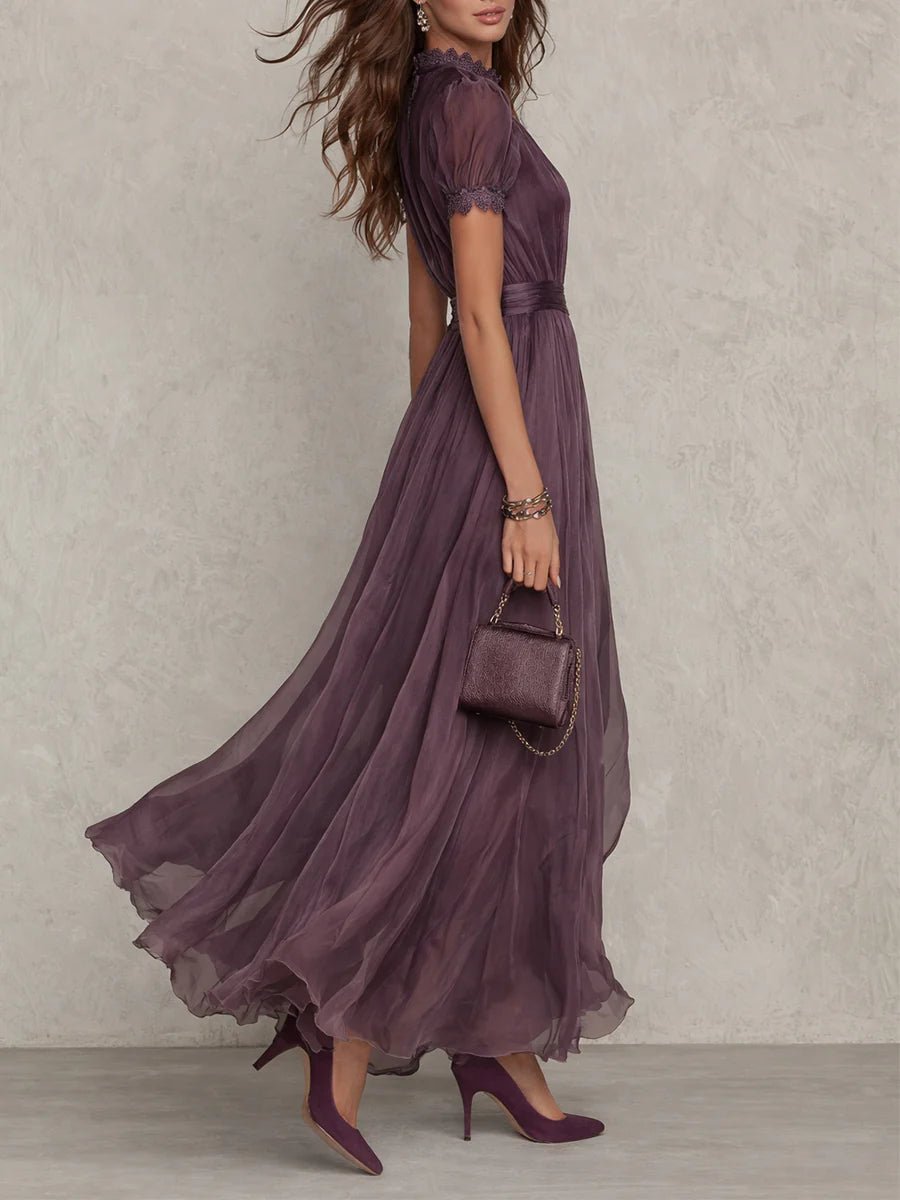 Aria | Maxi Dress Short Sleeve Keyhole Neckline Flowing Elegant