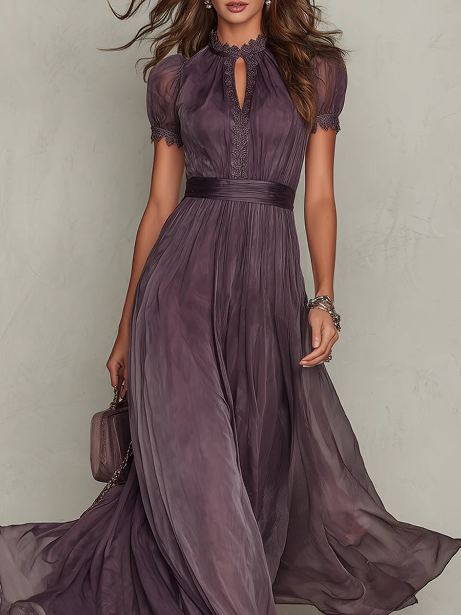 Aria | Maxi Dress Short Sleeve Keyhole Neckline Flowing Elegant