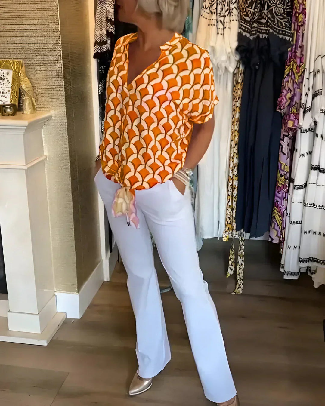 SOLVEIG STYLISH PRINTED BLOUSE