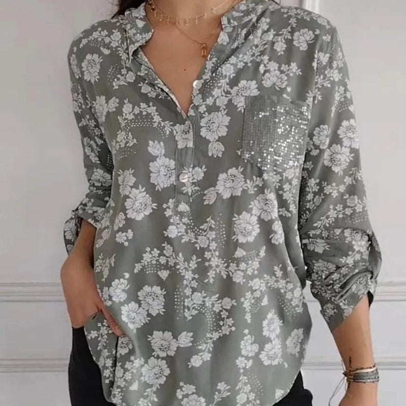FRIEDLINDE I LONG-SLEEVED FLOWERED BLOUSE