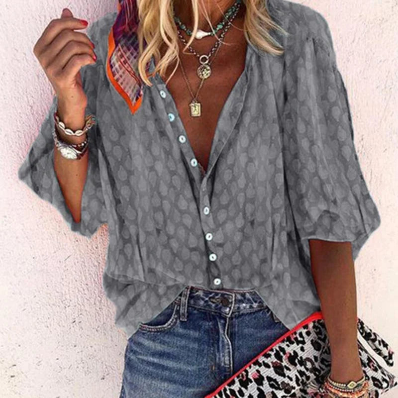 Poppy | Women Printed Button Down Casual Blouse