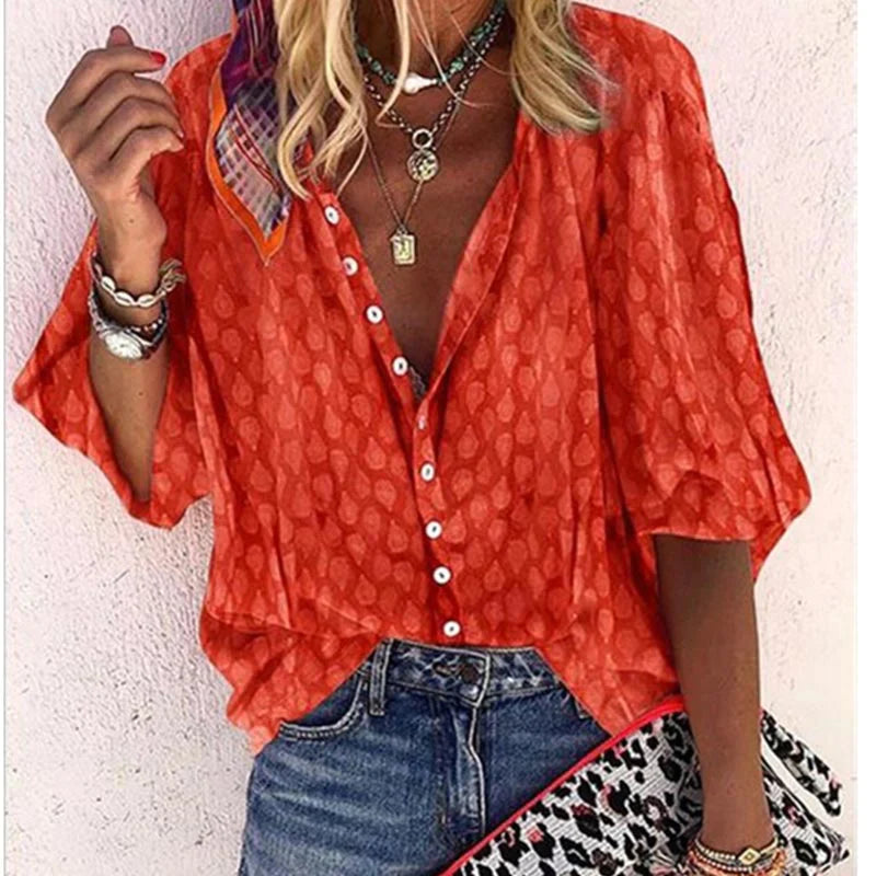 Poppy | Women Printed Button Down Casual Blouse