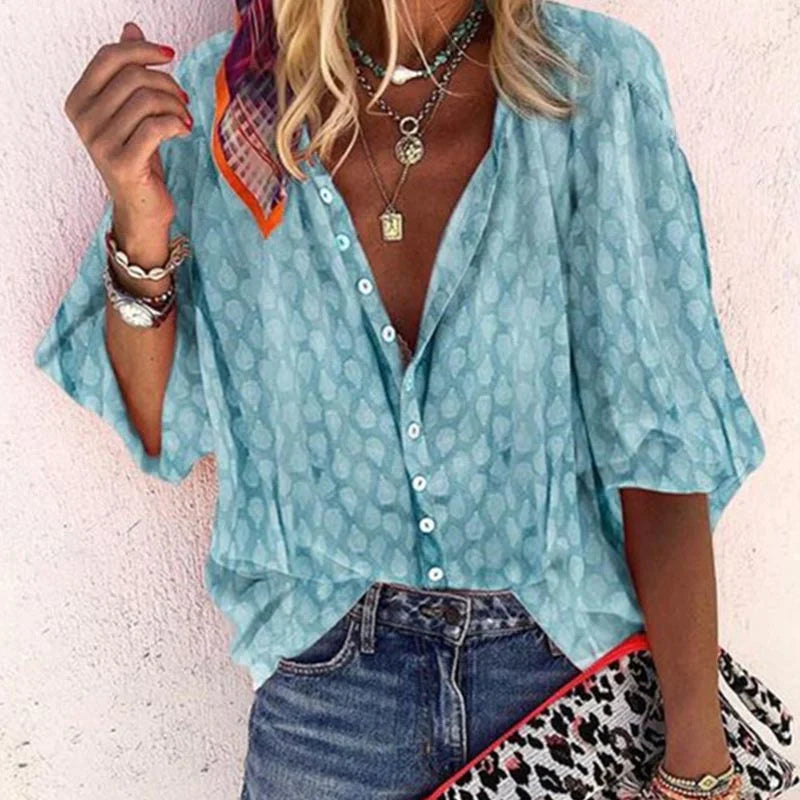 Poppy | Women Printed Button Down Casual Blouse