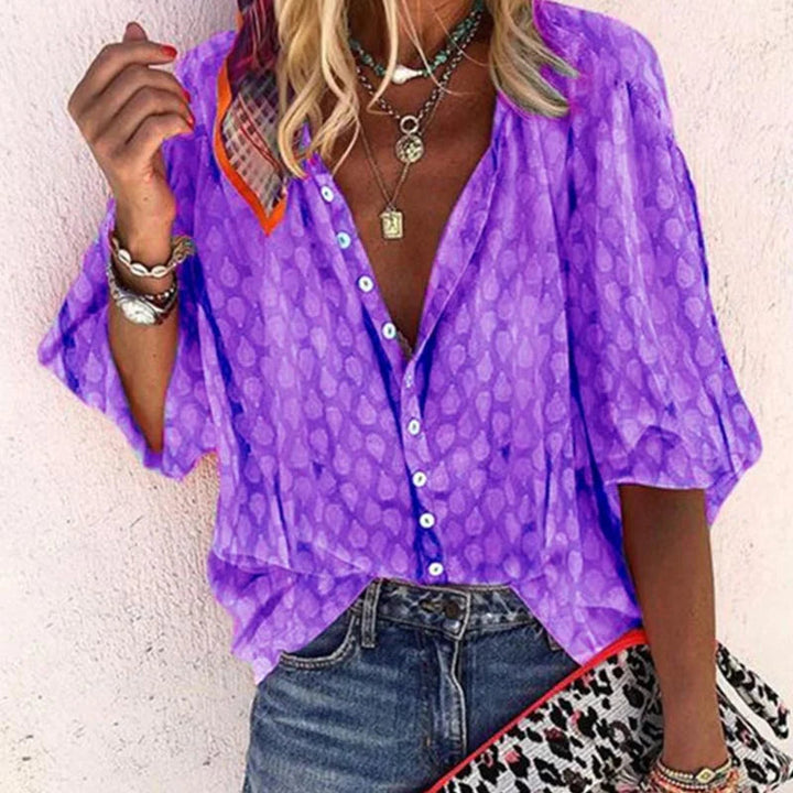 Gabriela | Women's Printed Casual Blouse with Button Placket