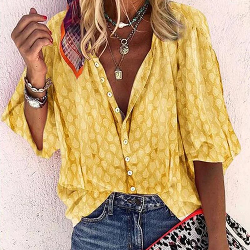 Poppy | Women Printed Button Down Casual Blouse