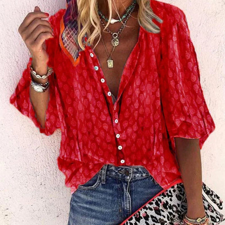 Gabriela | Women's Printed Casual Blouse with Button Placket