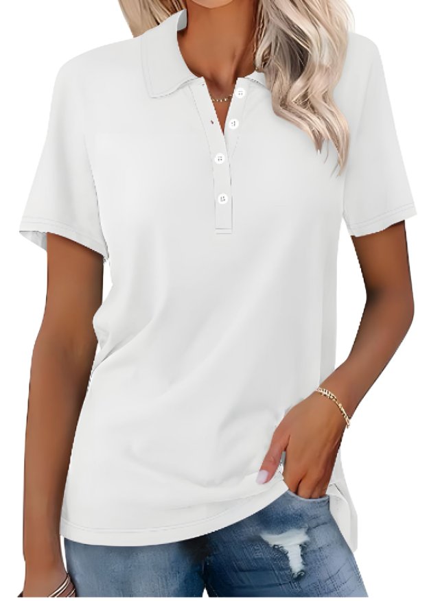 Josephine | Women's Polo Shirt Pique Cotton Relaxed Fit Short Sleeve