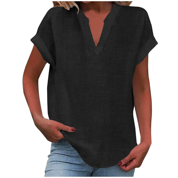 Olivia | Women's Relaxed-Fit V-Neck Short-Sleeve Blouse