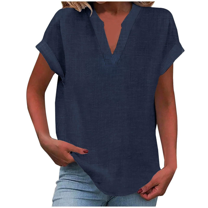 Olivia | Women's Relaxed-Fit V-Neck Short-Sleeve Blouse