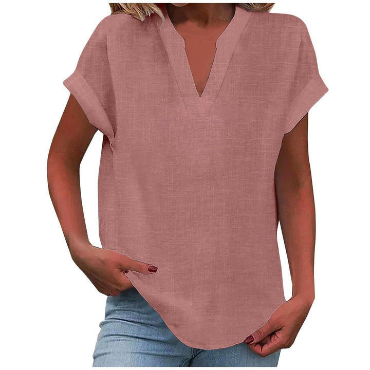 Olivia | Women's Relaxed-Fit V-Neck Short-Sleeve Blouse