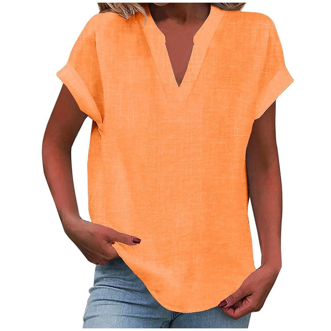 Olivia | Women's Relaxed-Fit V-Neck Short-Sleeve Blouse